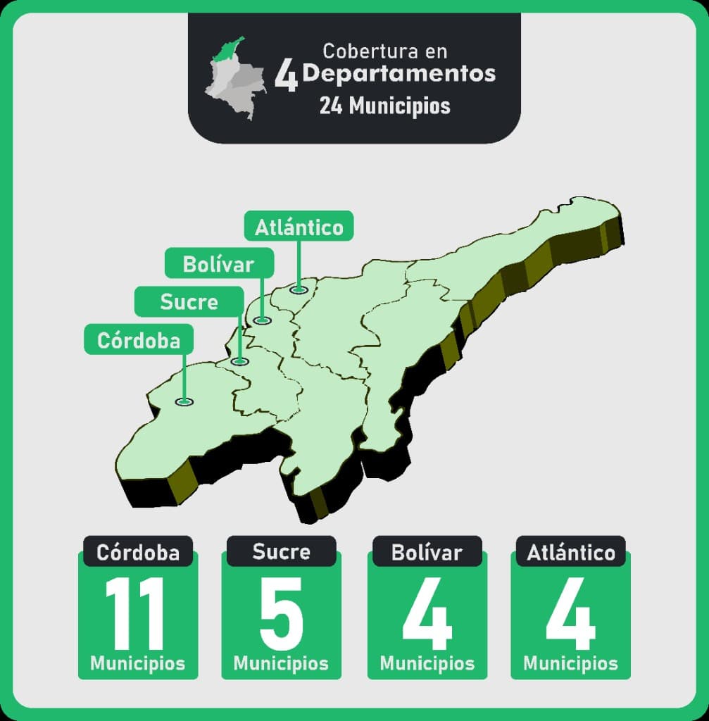 Cobertura Territorial - 4 Departamentos, 24 Municipios